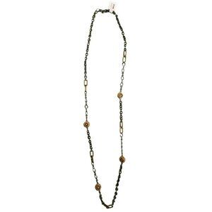 Ann Taylor Loft Silver & Gold Tone Rhinestone Statement Necklace Rope NWT 36"